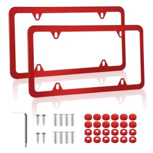 2-Pack Red Stainless Steel License Plate Frames