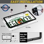 Premium Slim Matte Black License Plate Frames – 2 Pack, Rust-Free Stainless Steel & Rattle-Free, Street Legal, Universal with Screw Caps Cover, Thin Metal Front & Rear Car Tag Holders for Men & Women
