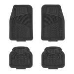 Amazon Basics Heavy Duty Car Floor Mat, PVC Faux Rubber, with Carpet Backing, Universal Deluxe All-Weather Trim to Fit for 95% Automotive SUV Sedans Trucks, 4-Piece, Solid Black