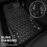 CAR PASS Bling Diamond Car Mats Rubber Floor Mats Full Set Anti-Slip 3D Rhombus Waterproof Trim to Fit Liner Universal Glitter Crystal Sparkly Shining Rhinestone Girl Women SUV Sedan, Black Diamond