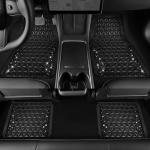 CAR PASS Bling Diamond Car Mats Rubber Floor Mats Full Set Anti-Slip 3D Rhombus Waterproof Trim to Fit Liner Universal Glitter Crystal Sparkly Shining Rhinestone Girl Women SUV Sedan, Black Diamond