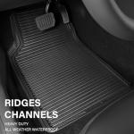 CAR PASS Rubber Floor Mats, All Weather Full Set 4-Piece, Waterproof Automotive Mats Trim to Fit Most Cars Sedans SUVs Vans, Heavy Duty Anti-Slip Easy Clean, All Black