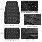 CAR PASS Bling Diamond Car Mats Rubber Floor Mats Full Set Anti-Slip 3D Rhombus Waterproof Trim to Fit Liner Universal Glitter Crystal Sparkly Shining Rhinestone Girl Women SUV Sedan, Black Diamond