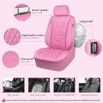 CAR PASS 5 Seats Piping Luxury Leather Seat Covers Full Set, Anti-Slip Waterproof Seat Covers Compatible with Front Armrests, Universal Fit for Suvs,Vans,Trucks,Airbag Compatible, Pure Pink