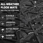 CAR PASS Bling Diamond Car Mats Rubber Floor Mats Full Set Anti-Slip 3D Rhombus Waterproof Trim to Fit Liner Universal Glitter Crystal Sparkly Shining Rhinestone Girl Women SUV Sedan, Black Diamond