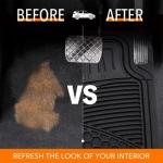 Amazon Basics Heavy Duty Car Floor Mat, PVC Faux Rubber, with Carpet Backing, Universal Deluxe All-Weather Trim to Fit for 95% Automotive SUV Sedans Trucks, 4-Piece, Solid Black