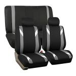 FH Group Front Set Cloth Car Seat Covers for Low Back Seats with Removable Headrest, Universal Fit, Airbag Compatible Seat Cover for SUV, Sedan, Van, Gray