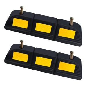 WECARLLE Parking Stopper for Garage Parking Aid 2 Pack Block, Car Truck Curb Floor Parking Lot Wheel Tire Stops Bumpers with Bolt Installation, Rubber Vehicles Aid Gadgets