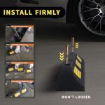 WECARLLE Parking Stopper for Garage Parking Aid 2 Pack Block, Car Truck Curb Floor Parking Lot Wheel Tire Stops Bumpers with Bolt Installation, Rubber Vehicles Aid Gadgets