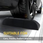 WECARLLE Parking Stopper for Garage Parking Aid 2 Pack Block, Car Truck Curb Floor Parking Lot Wheel Tire Stops Bumpers with Bolt Installation, Rubber Vehicles Aid Gadgets