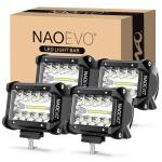 NAOEVO 4 Inch LED Pod Lights, 240W 24,000LM LED Fog/Driving/Off Road Lights with Spot Flood Combo, Cube Pods for Truck Boat ATV UTV Pickup, 4 Pcs (White)