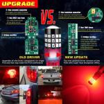 Alla Lighting Upgraded T20 7440 7443 LED Strobe Brake Lights Bulbs, Red Flashing Stop Lamps, W21W 7440LL 7443LL Strobe LED Taillights Replacement for Cars, Trucks, SUVs, Vans