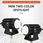 2pcs Super Bright 24W LED Two-Color White Amber Spotlight + 2pcs ON-ON-OFF Switch, Waterproof auxiliary Motorcycle Headlight Fog Light, Universal For Car Truck ATV Offroad SUV Driving Work Spot Lamp