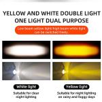 2pcs Super Bright 24W LED Two-Color White Amber Spotlight + 2pcs ON-ON-OFF Switch, Waterproof auxiliary Motorcycle Headlight Fog Light, Universal For Car Truck ATV Offroad SUV Driving Work Spot Lamp