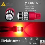 Alla Lighting Upgraded T20 7440 7443 LED Strobe Brake Lights Bulbs, Red Flashing Stop Lamps, W21W 7440LL 7443LL Strobe LED Taillights Replacement for Cars, Trucks, SUVs, Vans