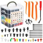 1240Pcs Car Retainer Clips & Fasteners Kit – 32 Universal Sizes Nylon Bumper, Fender Rivets, Door Panel Clips, and Plastic Rivets with 10 Cable Ties and Removal Tool for Toyota, Ford, Benz, Chevy