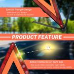 NATGAI 3 Pack Emergency Warning Triangles, Reflective Roadside Safety Triangle Kit with Storage Case, Foldable Hazard Reflective Triangles for Vehicles, Car Breakdowns, and Roadside Emergencies