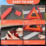 NATGAI 3 Pack Emergency Warning Triangles, Reflective Roadside Safety Triangle Kit with Storage Case, Foldable Hazard Reflective Triangles for Vehicles, Car Breakdowns, and Roadside Emergencies