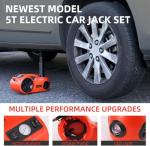 ROGTZ Upgraded Electric Hydraulic Car Jack Kit 5 Ton 12V Portable Lift Range 20.9 Inch with Impact Wrench and Tire Inflator Pump for SUV Sedan Truck Repair Floor Jack for Tire Change with LED Light