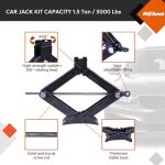 AV Steel Scissor Jack for Car 1.5 Ton (3306 lbs) Heavy-Duty Car Jack Kit, Universal Tire Tool Kit - Portable Lift Jack with Ratcheting Handle and L-Wrench for Auto SUV MPV