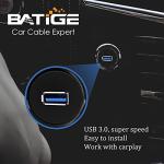 BATIGE Single Port USB 3.0 Male to Female AUX Car Mount Flush Cable Waterproof Extension for Car Truck Boat Motorcycle Dashboard Panel 1ft