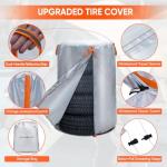 NEVERLAND Large Tire Covers for Storage - Seasonal Tire Storage Bag Waterproof 420D Oxford Tire Stack Cover with Reflective Handle for Indoor/Outdoor Use (Holding 4 Tires Within 35 Inch Diameter)