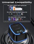 USB C Car Charger, 3 Port PD Super Mini Cigarette Lighter Adapter, 2Pack USB-C & A Fast Car Charging for iPhone 16/15 Pro Max, Galaxy S25/S24, iPad, Pixel, Android Phones,Travel Essentials for Men