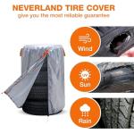NEVERLAND Large Tire Covers for Storage - Seasonal Tire Storage Bag Waterproof 420D Oxford Tire Stack Cover with Reflective Handle for Indoor/Outdoor Use (Holding 4 Tires Within 35 Inch Diameter)