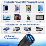 【MFi Certified】iPhone Car Charger Fast Charging, Rombica 4.8A Dual USB Smart Power Cigarette Lighter USB Car Charger with 2Pack Lightning Braided Cable for iPhone 14 13 12 11 Pro XS Mini XR X SE iPad