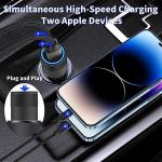 【MFi Certified】iPhone Car Charger Fast Charging, Rombica 4.8A Dual USB Smart Power Cigarette Lighter USB Car Charger with 2Pack Lightning Braided Cable for iPhone 14 13 12 11 Pro XS Mini XR X SE iPad