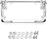Chrome Palm Tree License Plate Frame for Women, Cute Hawaiian Beach License Plate Frames with Palm Trees