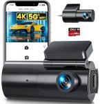 GKU Dash Cam Front and Rear Camera – 4K+1080P Dual Dash Camera for Cars with 64GB SD Card, 5GHz WiFi & App Control, Night Vision, Parking Mode, G-Sensor, Loop Recording, WDR, 170° Wide Angle