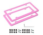 Pink License Plate Frame, 2 PCS License Plate Holder, Universal American Auto License Plate Frame Rust-Proof, Rattle-Proof, Weather-Proof