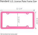 Pink License Plate Frame, 2 PCS License Plate Holder, Universal American Auto License Plate Frame Rust-Proof, Rattle-Proof, Weather-Proof