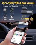 GKU Dash Cam Front and Rear Camera – 4K+1080P Dual Dash Camera for Cars with 64GB SD Card, 5GHz WiFi & App Control, Night Vision, Parking Mode, G-Sensor, Loop Recording, WDR, 170° Wide Angle