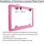 Pink License Plate Frame, 2 PCS License Plate Holder, Universal American Auto License Plate Frame Rust-Proof, Rattle-Proof, Weather-Proof