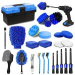 27Pcs Car Detailing Kit, Car Detailing Brush Set, Auto Detailing Drill Brush Set, Car Detailing Brushes, Car Wash Kit, Car Accessories, Car Cleaning Tools Kit for Interior, Exterior, Wheels
