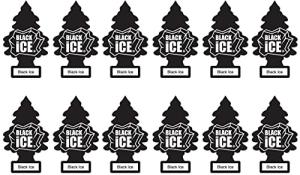 LITTLE TREES Car Air Freshener | Hanging Paper Tree for Home or Car | Black Ice | 12 Pack