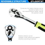 OTLOOMTBT 46 Pieces 1/4 Inch Drive Industrial Grade Socket Ratchet Wrench Set, with Bit Socket Set Metric and Extension Bar for Auto Repairing and Household, With Thickened Storage Case