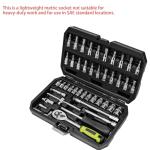 OTLOOMTBT 46 Pieces 1/4 Inch Drive Industrial Grade Socket Ratchet Wrench Set, with Bit Socket Set Metric and Extension Bar for Auto Repairing and Household, With Thickened Storage Case