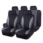 CAR PASS Line Rider Sporty Cloth 11PCS Universal Fit Car Seat Cover -100% Breathable with 5mm Composite Sponge Inside,Airbag Compatible,3zipper Bench(Full Set, Black and Gray)