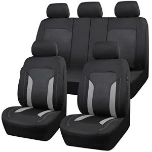 CAR PASS 3D Air Mesh Car Seat Covers Full Set, Breathable Sporty Rear Bench with Zipper for Armrest Box Universal Fit 95% Automotive SUV,Truck,Sedan Interior Cute Women Airbag Compatible, Black Gray