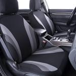 CAR PASS Line Rider Sporty Cloth 11PCS Universal Fit Car Seat Cover -100% Breathable with 5mm Composite Sponge Inside,Airbag Compatible,3zipper Bench(Full Set, Black and Gray)