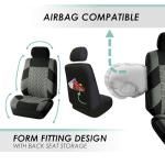 FH Group Car Seat Covers Full Set Gray Premium Cloth - Universal Fit, Automotive Low Back Front Seat Covers, Airbag Compatible, Split Bench Rear Seat, Washable, for SUV, Sedan