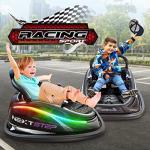 SereneLife 12V Electric Bumper Car for Kids – Remote Control Option, 360° Spin, LED Lights, Safety Belt, Kids Toddler Baby Bumper Car 3-8 Years (Black)