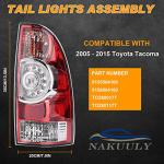 Nakuuly Tail Light Rear Lamp Compatible With 2005-2015 Toyota Tacoma Pickup Driver and Passenger Side LED Lens Taillights Brake Signal Assembly with Bulb and Harness