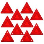 Enjoyist 10-Pack Red Safety Reflector Warning Sign, Slow Moving Vehicle Triangle Safety Sign, for Outdoor Truck, Car, Golf Cart