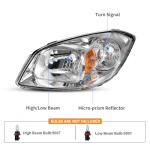 DWVO Headlight Assembly Compatible with 05-10 Chevy Cobalt/05-06 Pursuit/07-09 Pontiac G5 Chrome Housing Amber Reflector Driver and Passenger Side