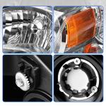 DWVO Headlight Assembly Compatible with 05-10 Chevy Cobalt/05-06 Pursuit/07-09 Pontiac G5 Chrome Housing Amber Reflector Driver and Passenger Side