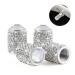 alpmosn Car Wheel Tire Valve Caps, 4 PCS Bling Tire Valve Caps, Crystal Tire Caps Shinny Rhinestone for Women, Universal Car Dustproof Tire Valve Caps for Cars, Trucks, SUV and Motorcycles (White)